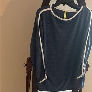 Betabrand Navy Top with Cream Trim